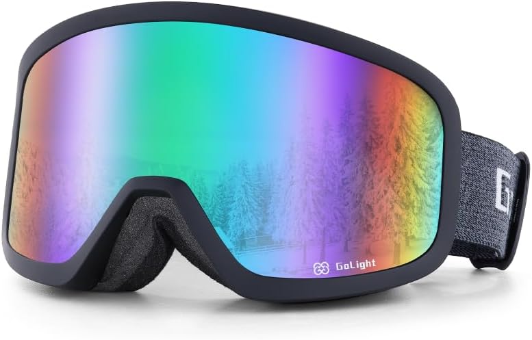 Golight Low Bridge Fit Ski Goggles – Asian Fit, Anti-Fog Double Lens, UV400 REVO Lens, Triple-Layer Foam for All-Day Skiing - Image 1